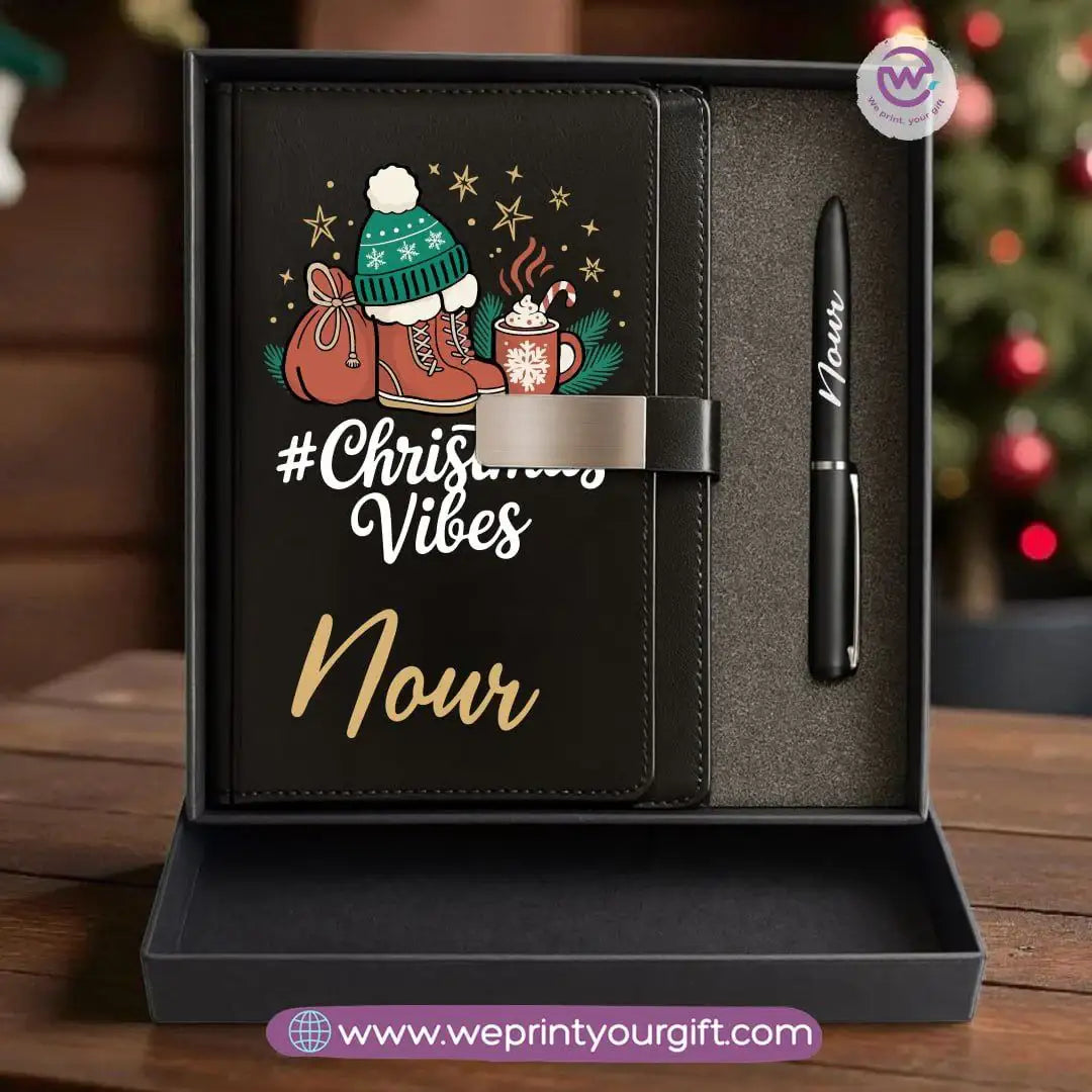 Christmas Leather Gift Box โ Personalized Notebook & Engraved Pen - WE PRINT
