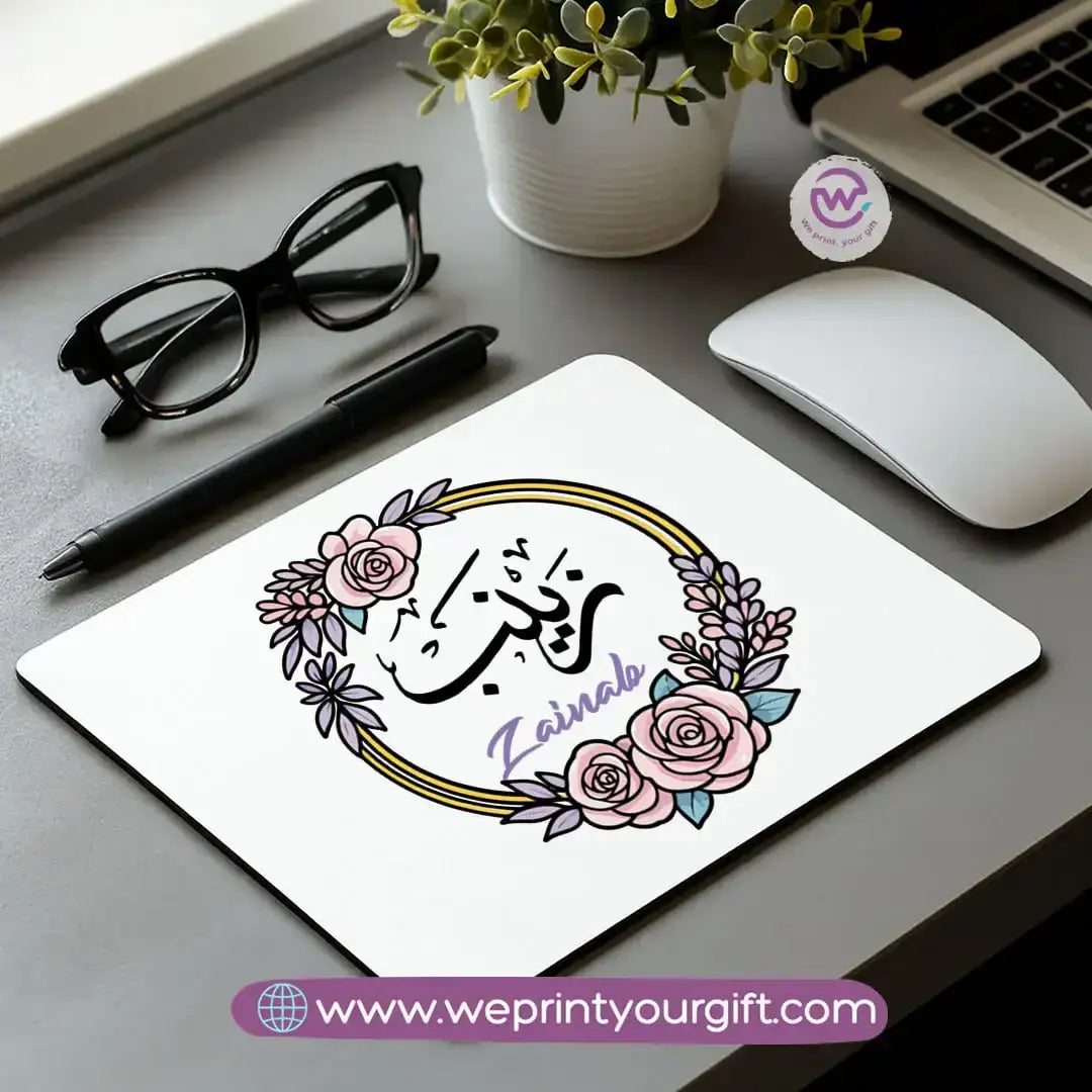 Personalized Mouse Pad with Name – Floral Design - WE PRINT