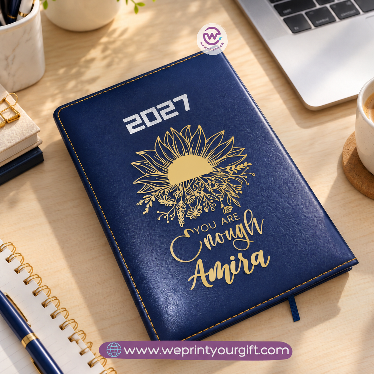 2027 Personalized Agenda – Gold Motivational Designs