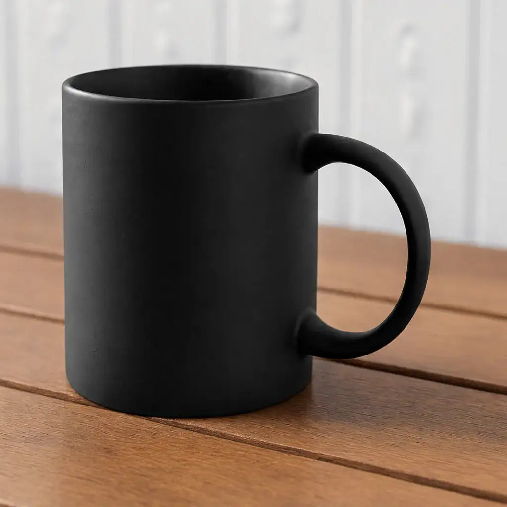 Black Classic Mug – 350 ml | UV Raised Sticker Printing - customization options - WE PRINT