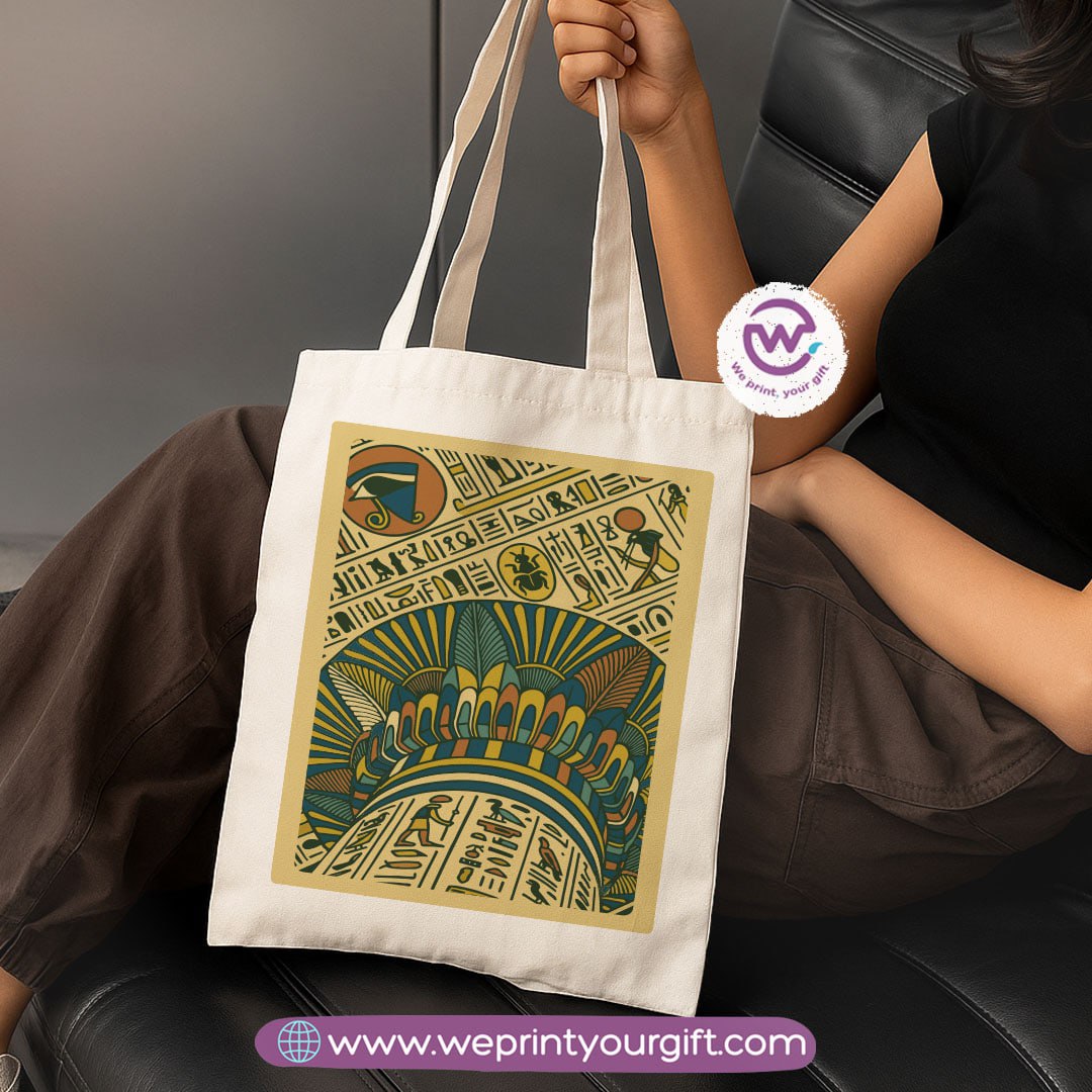 Ancient Egyptian Heritage Canvas Tote Bag – Premium Heavy Fabric