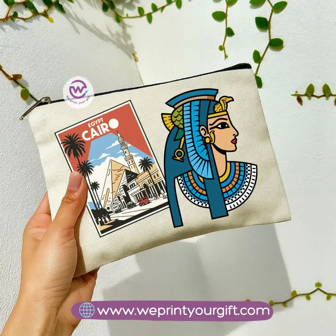Pharaonic Egyptian Makeup Bag & Pencil Case – Artistic Cotton Pouch Inspired by Ancient Egypt - WE PRINT
