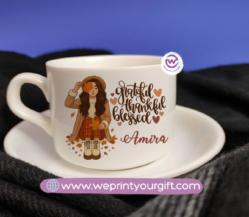 Personalized Coffee Cup with Saucer – One Art Design Collection