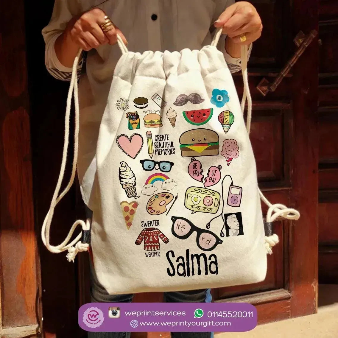 Drawstring Bag - Doodle - WE PRINT