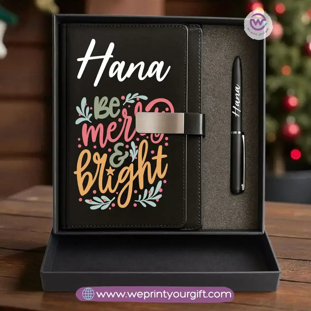 Christmas Leather Gift Box – Personalized Notebook & Engraved Pen - WE PRINT