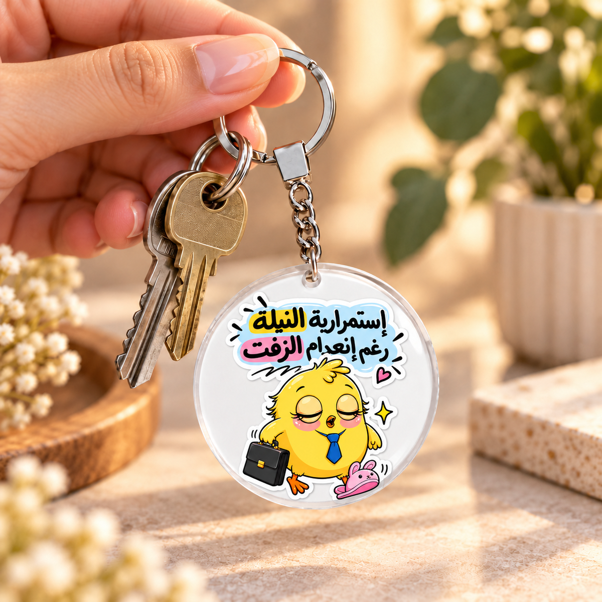"Smartest Chick at Work" Clear Acrylic Keychain | Single-Sided Print (Round / Rectangle)