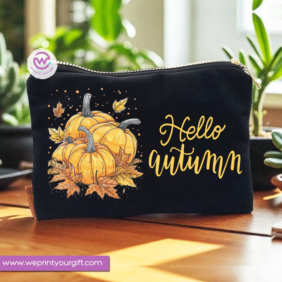 Autumn Theme Makeup Bag & Pencil Case – Cozy Cotton Pouch with Fall Designs - WE PRINT