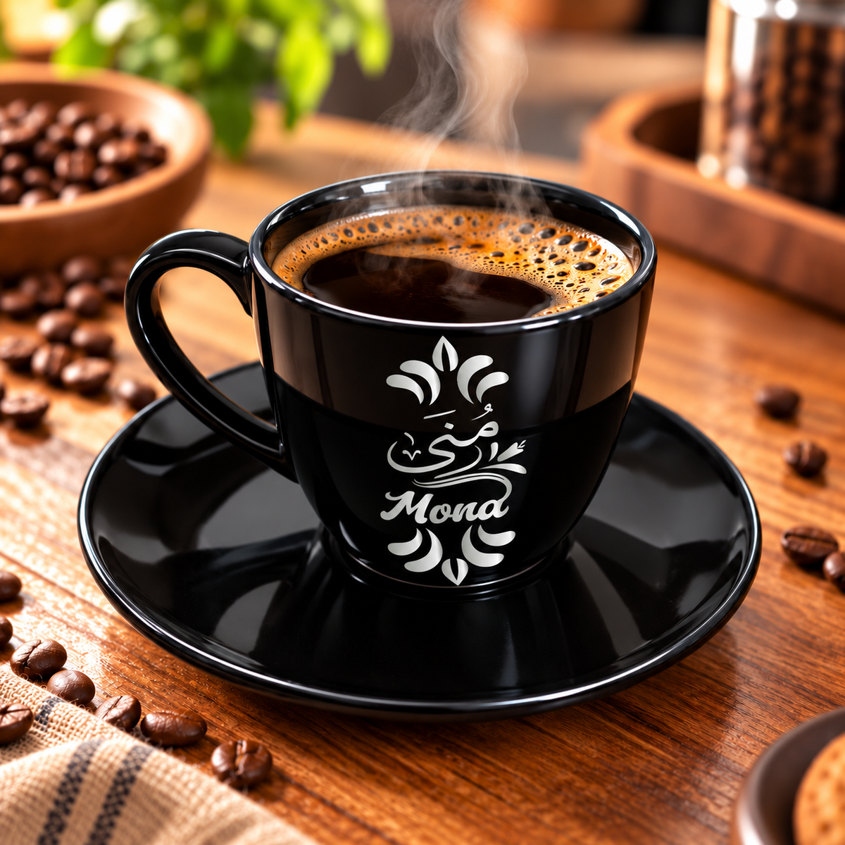 Personalized Name Black Porcelain Coffee Cup