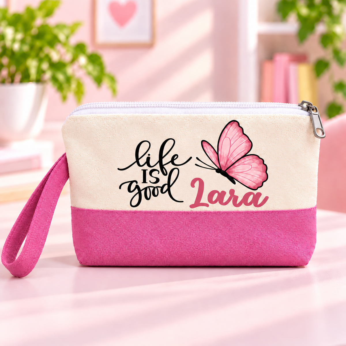 Digital Art Two-Tone Canvas Pencil Case & Makeup Pouch | With Side Handle