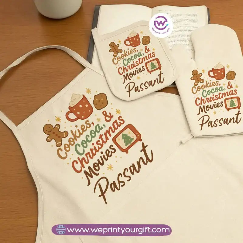 Christmas Kitchen Set – Apron, Oven Glove & Handle Holder-3 Pieces - WE PRINT