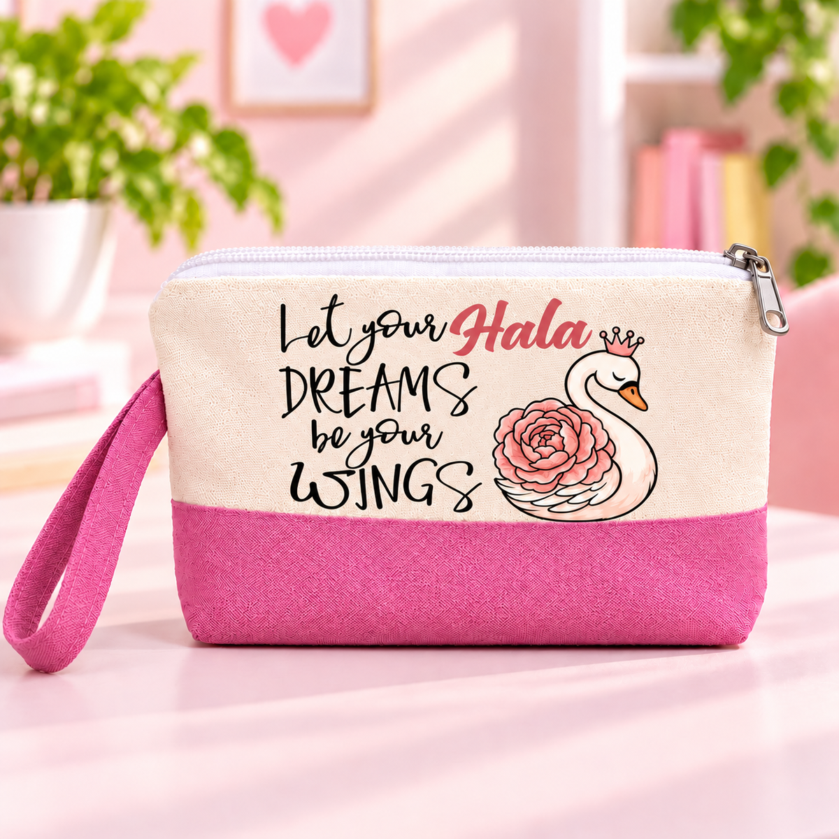 Digital Art Two-Tone Canvas Pencil Case & Makeup Pouch | With Side Handle