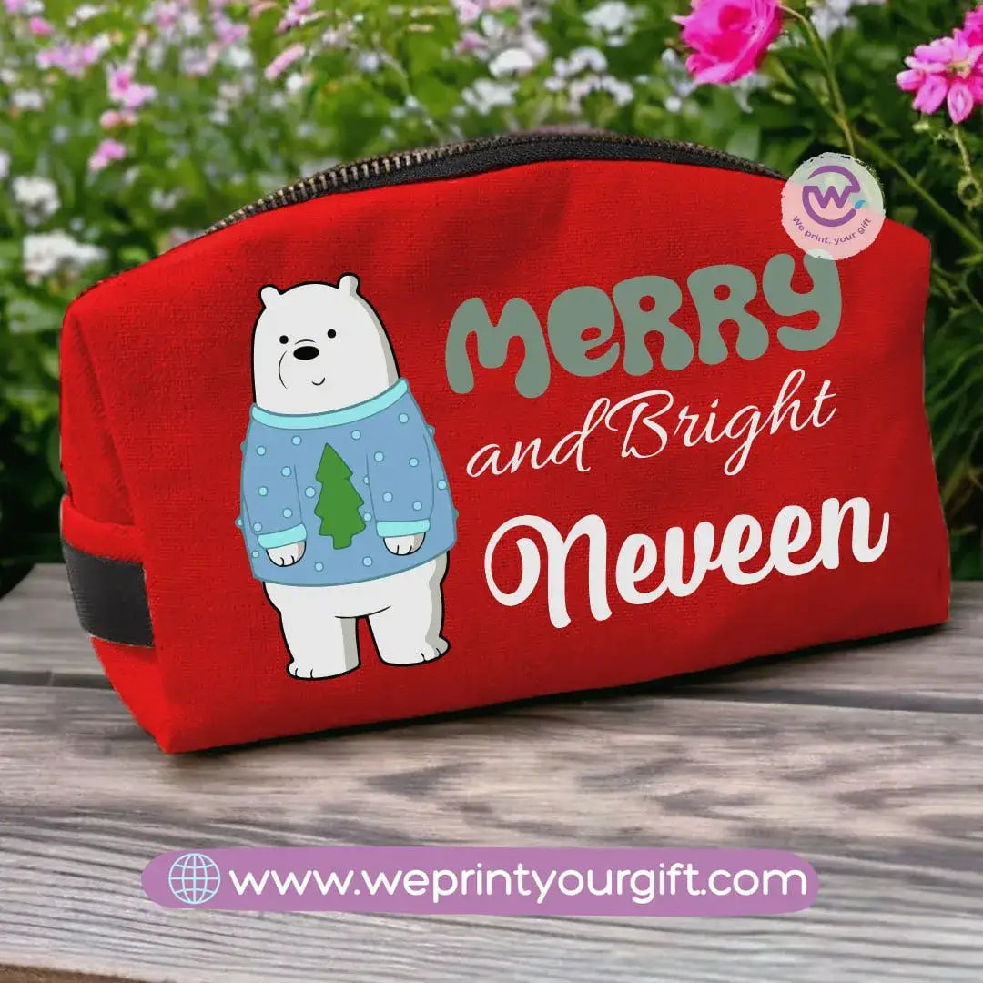 Fabric Boxy Pouch Makeup-3 Bears-Christmas - WE PRINT