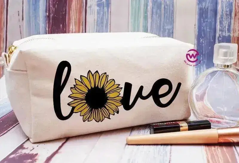 Fabric Boxy Pouch Makeup - Sunflower A - WE PRINT