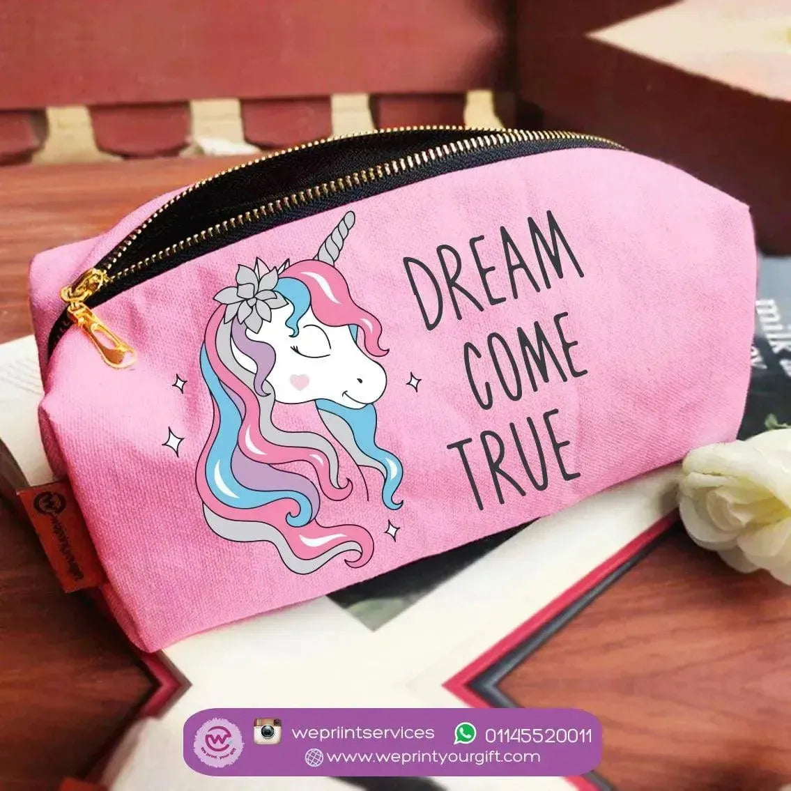 Fabric Boxy Pouch Makeup - Unicorn - WE PRINT