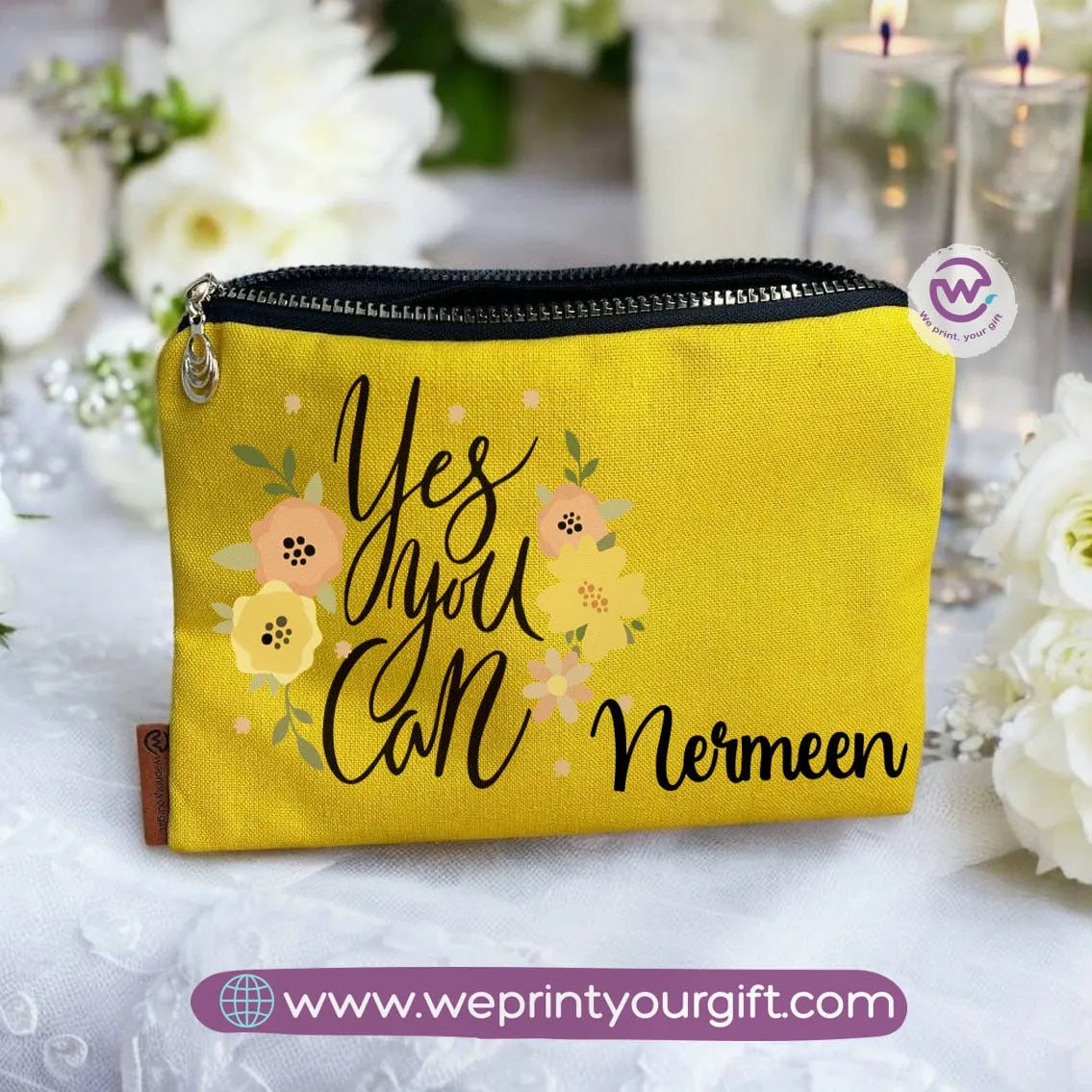 Fabric Makeup Bag-Motivation- Names - WE PRINT