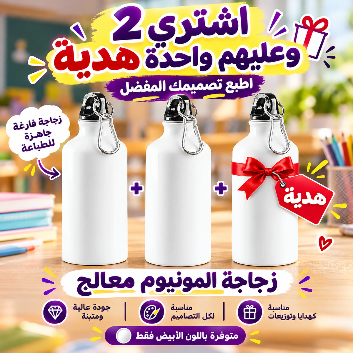 White Aluminum Water Bottle – Buy 2 Get 1 Free