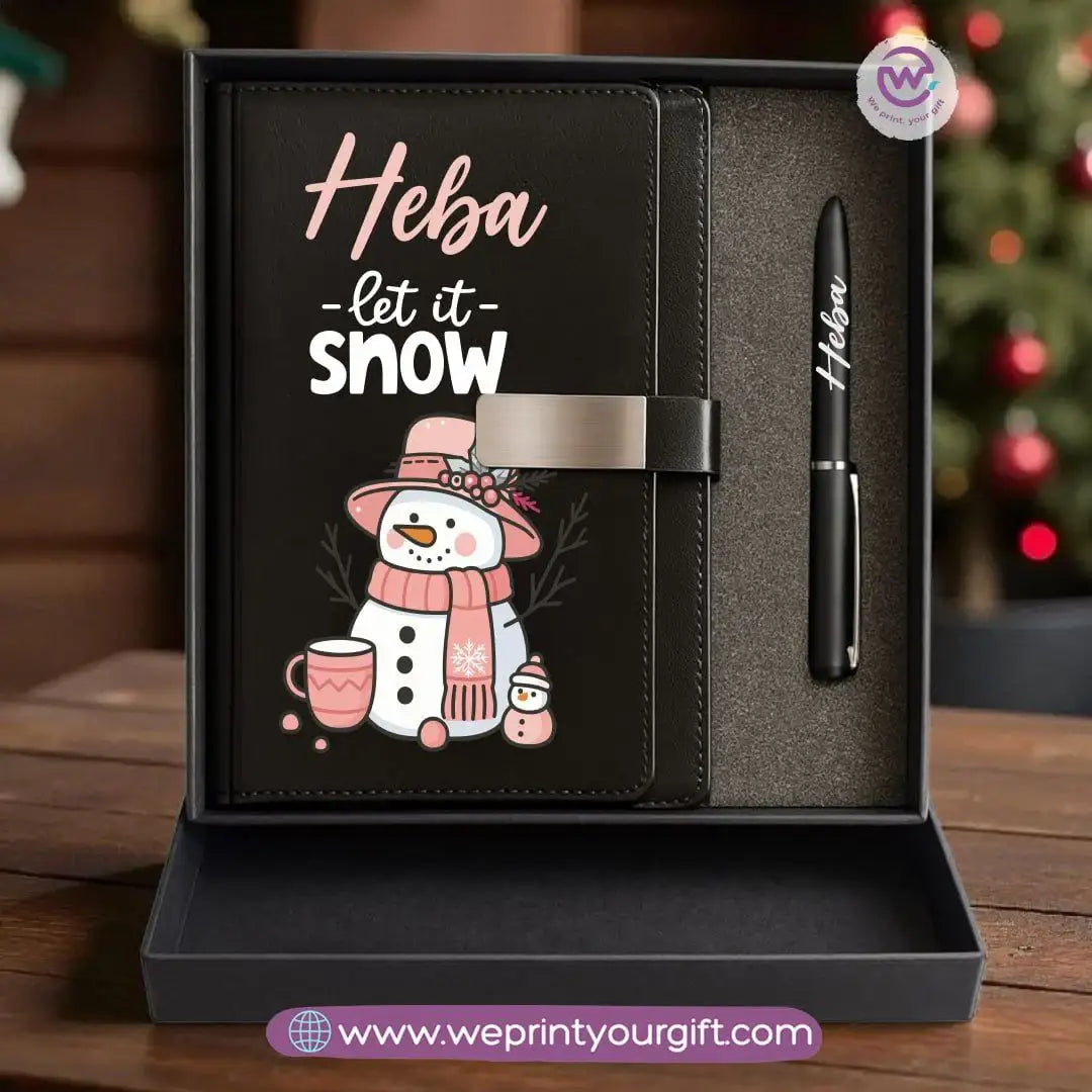 Christmas Leather Gift Box โ Personalized Notebook & Engraved Pen - WE PRINT