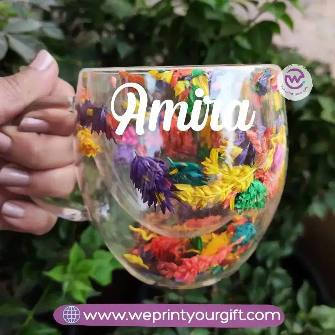 Floral Double Wall Mug-Names - WE PRINT