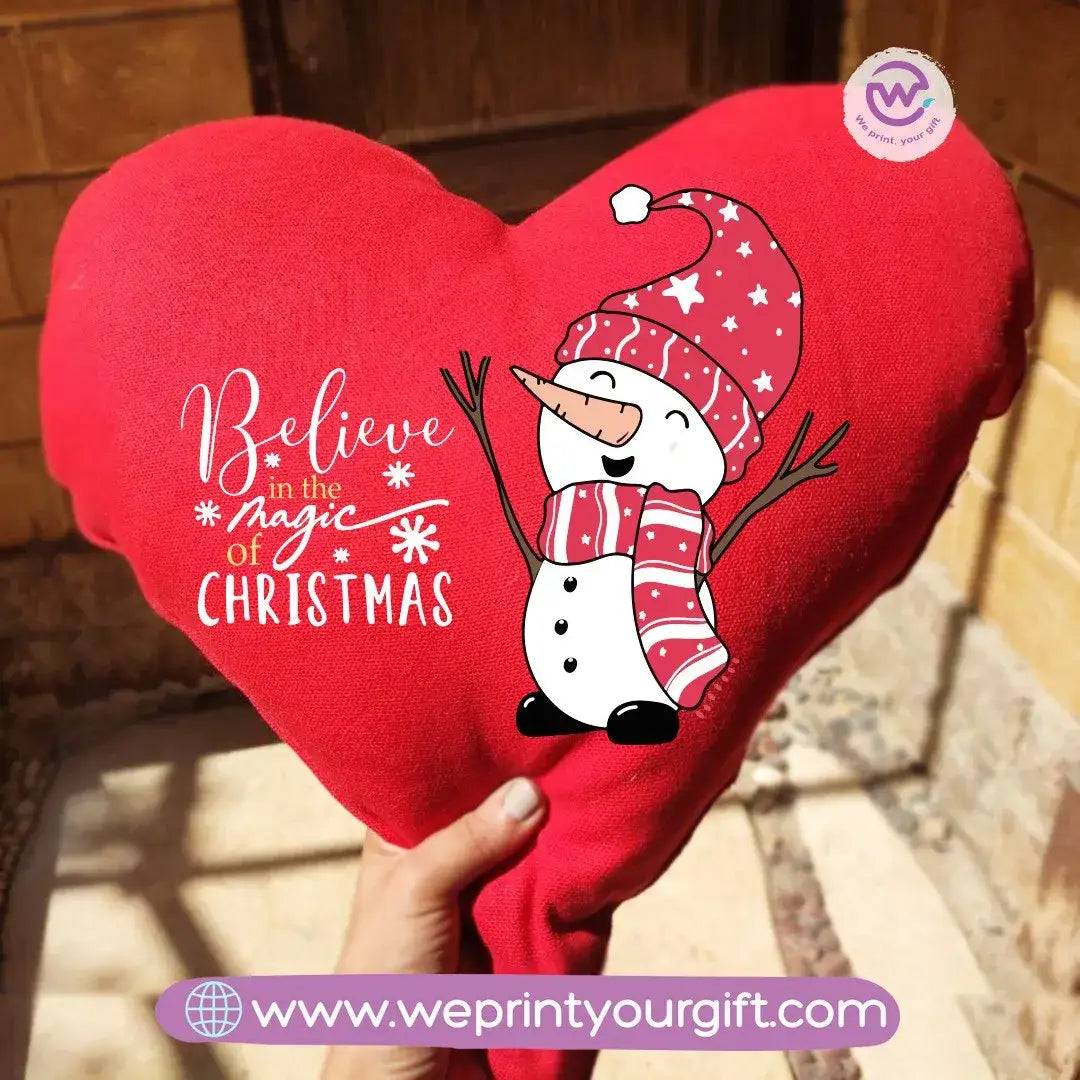 Heart Fabric Cushion-Snowman - WE PRINT