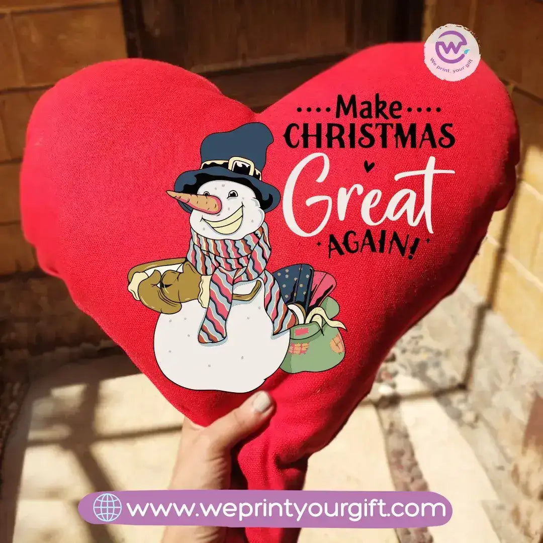 Heart Fabric Cushion-Snowman - WE PRINT