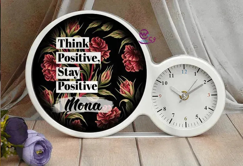 Lighting Mirror With Clock - Names - WE PRINT