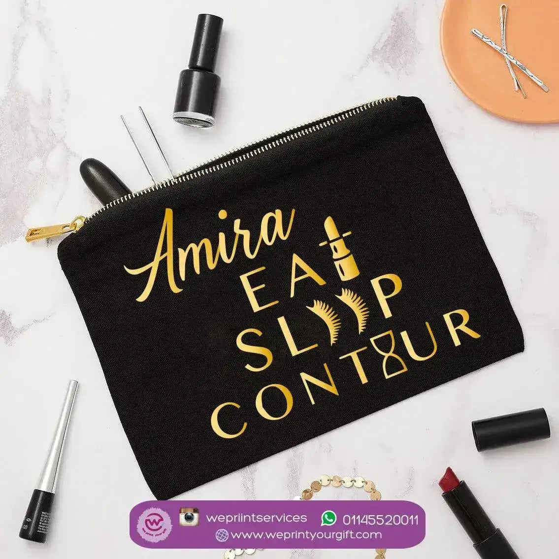 Makeup & Pencil Case-Cottons Duck -Names - WE PRINT