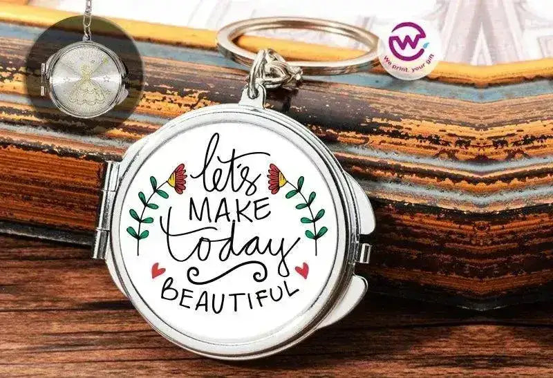 Metal Keychain - With Inside Mirror - Motivational Quotes - WE PRINT