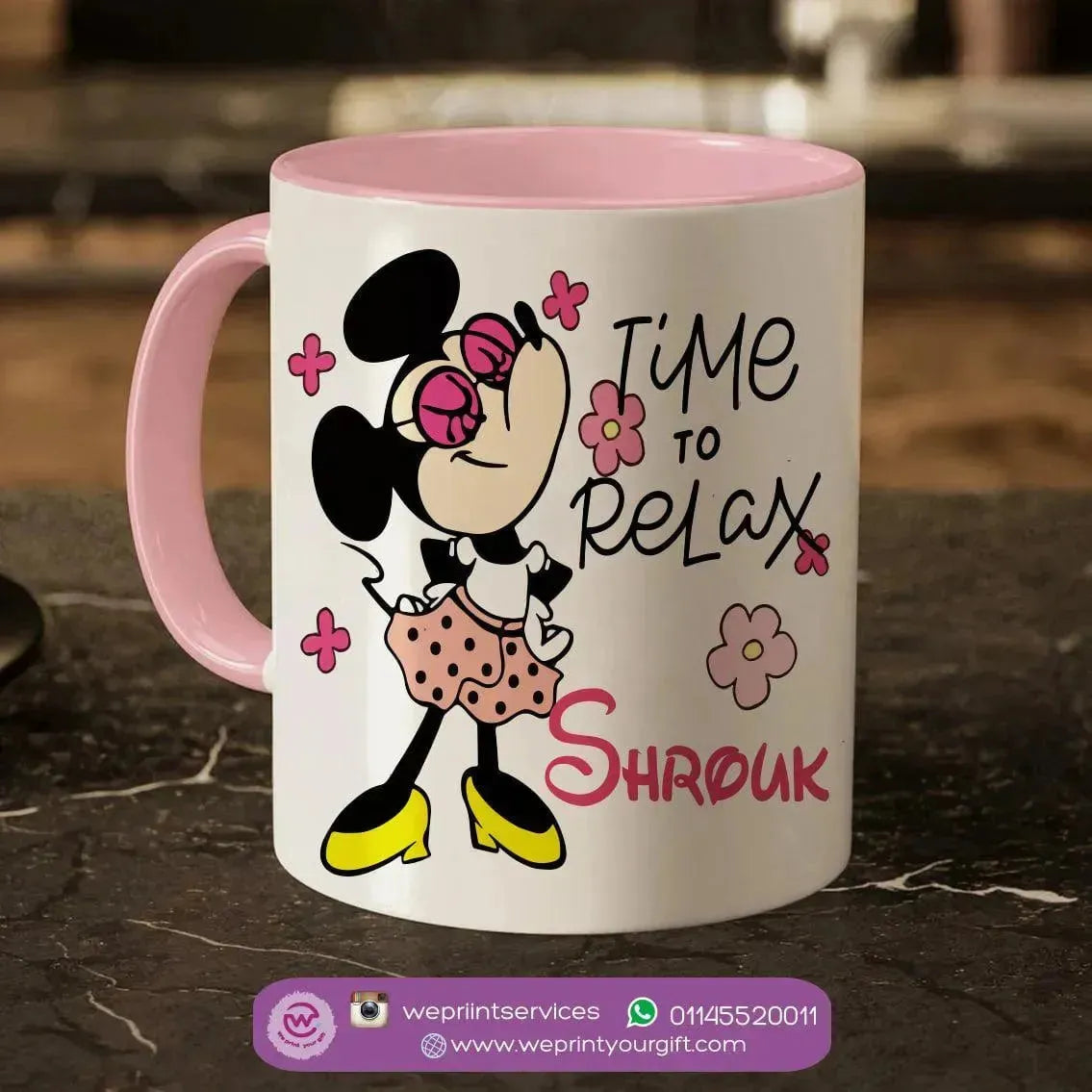 Mug-Colored Inside- Minnie Mouse - WE PRINT