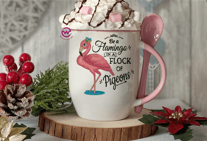 Mug-With Spoon - Flamingo - weprint.yourgift