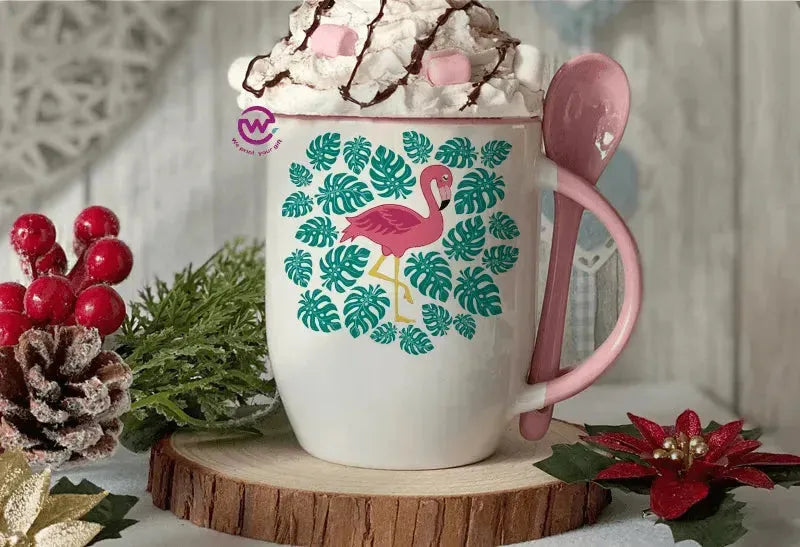Mug-With Spoon - Flamingo - WE PRINT