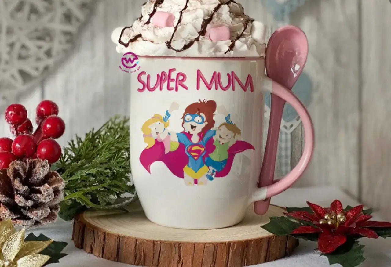 Mug with Spoon- Mom designs - WE PRINT