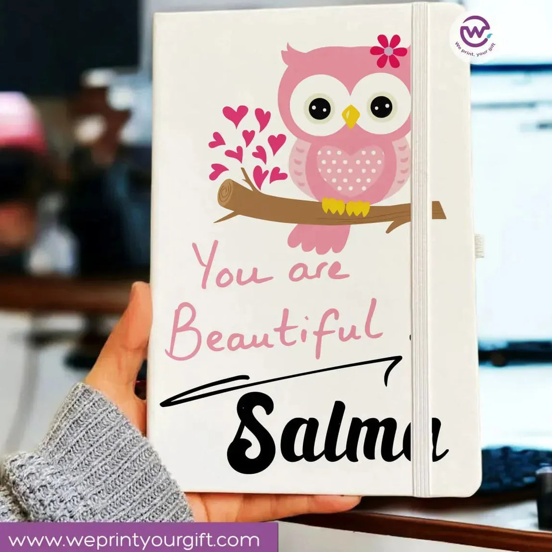 Notebook with Elastic Band - OWL - WE PRINT