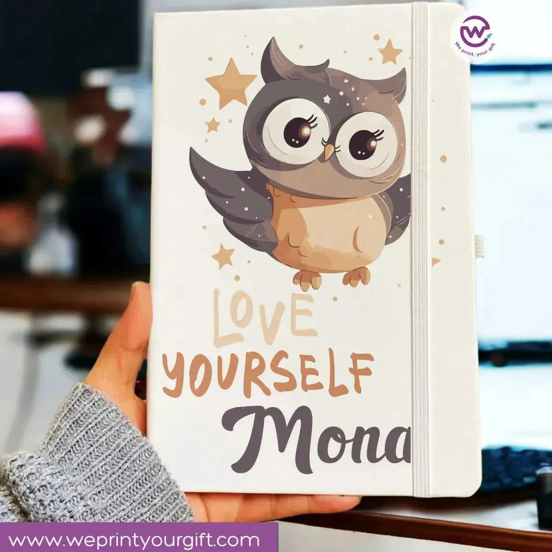 Notebook with Elastic Band - OWL - WE PRINT