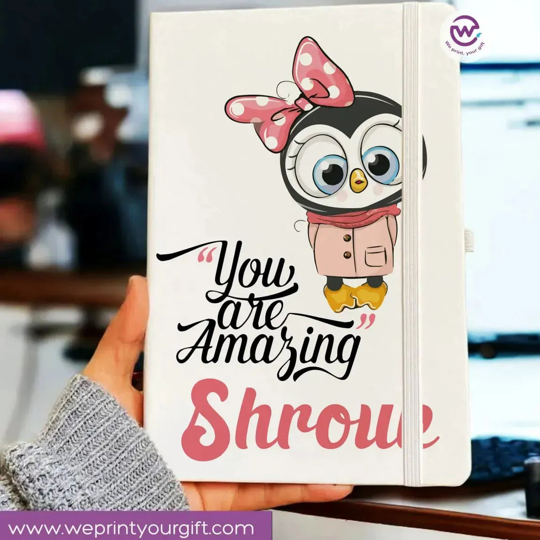 Notebook with Elastic Band - OWL - WE PRINT