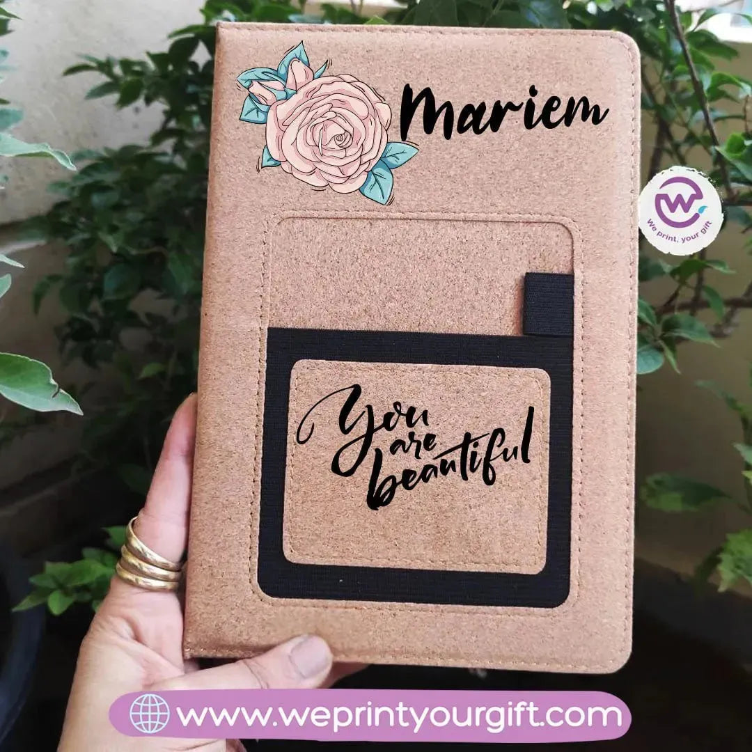 Notebook with fabric Cover& pocket- Names - B - WE PRINT