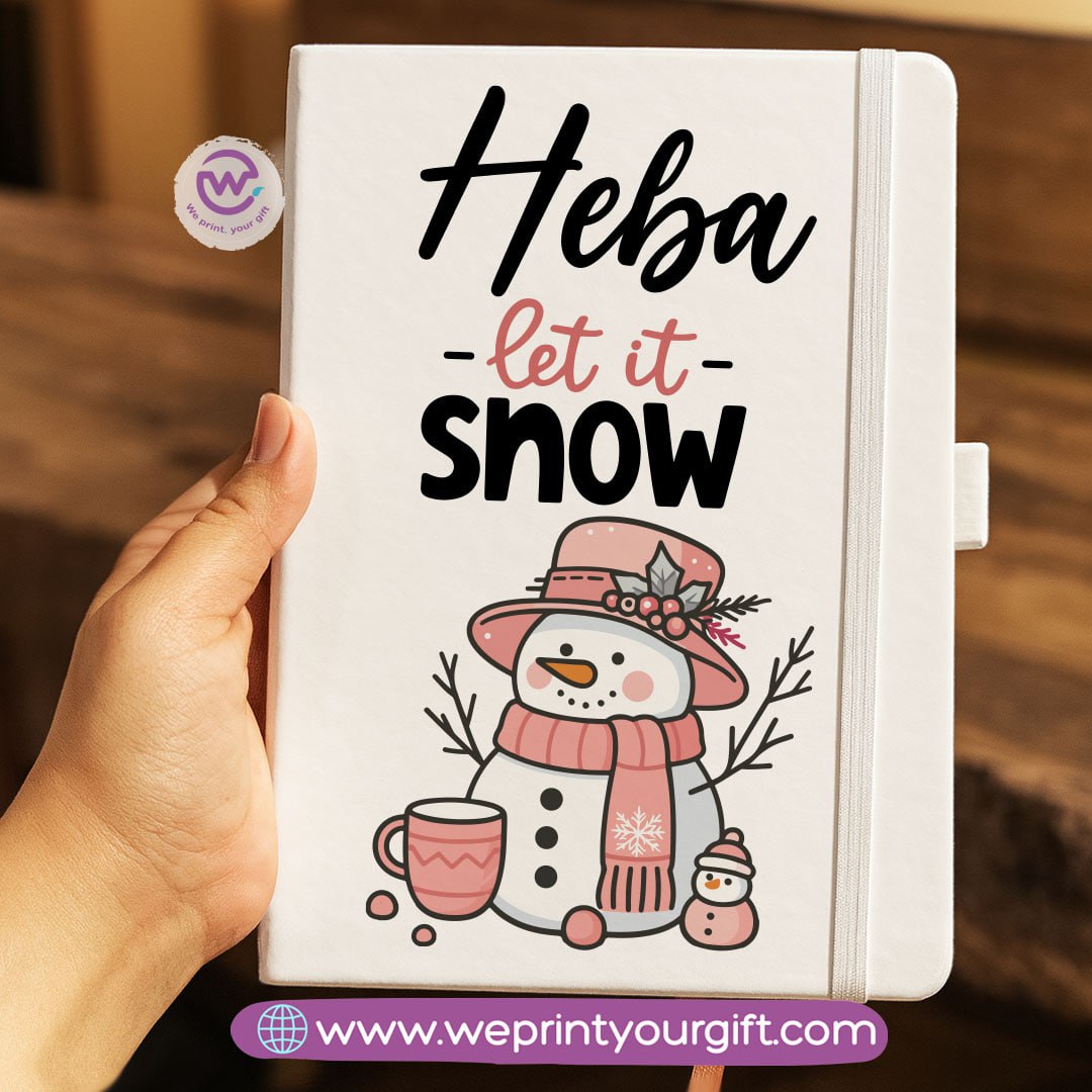 Personalized Hard Cover Rubber Notebook – Winter & Christmas Designs