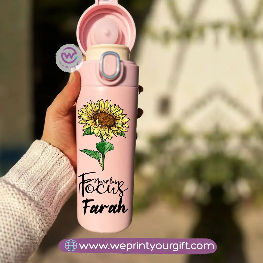 Stainless Steel Thermal Mug with Digital Temperature Display – 420ml | Floral Motivational Design - WE PRINT