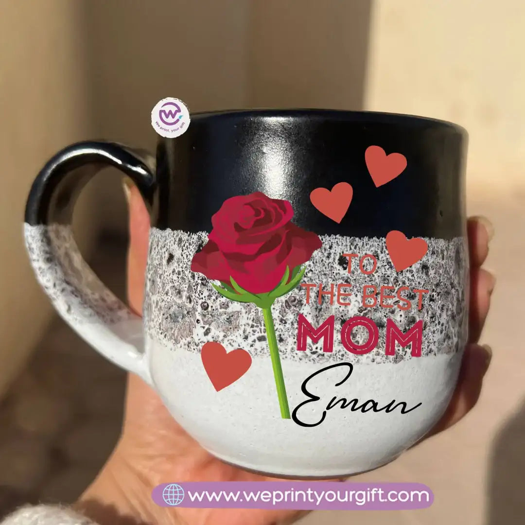 Black & White Handmade Pottery Mug – 350 ml | Mother’s Day Designs - WE PRINT