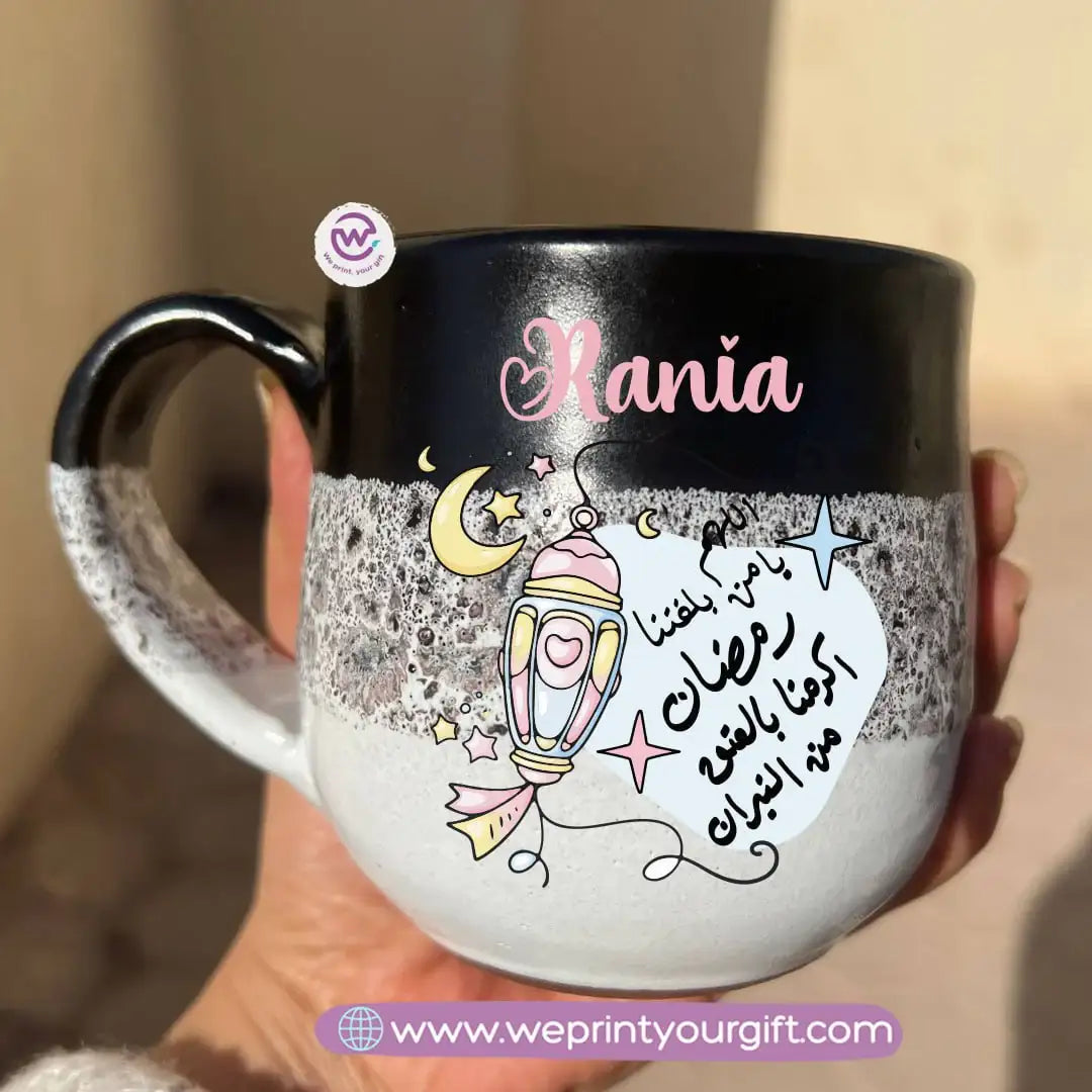 Black & White Handmade Pottery Mug – 350 ml | Ramadan Designs - WE PRINT