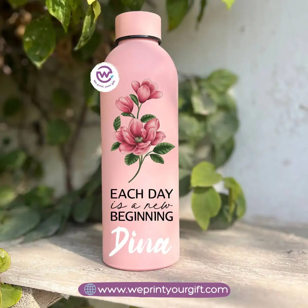 Floral Motivational Thermal Bottle – Stainless Steel | 500 ml - WE PRINT