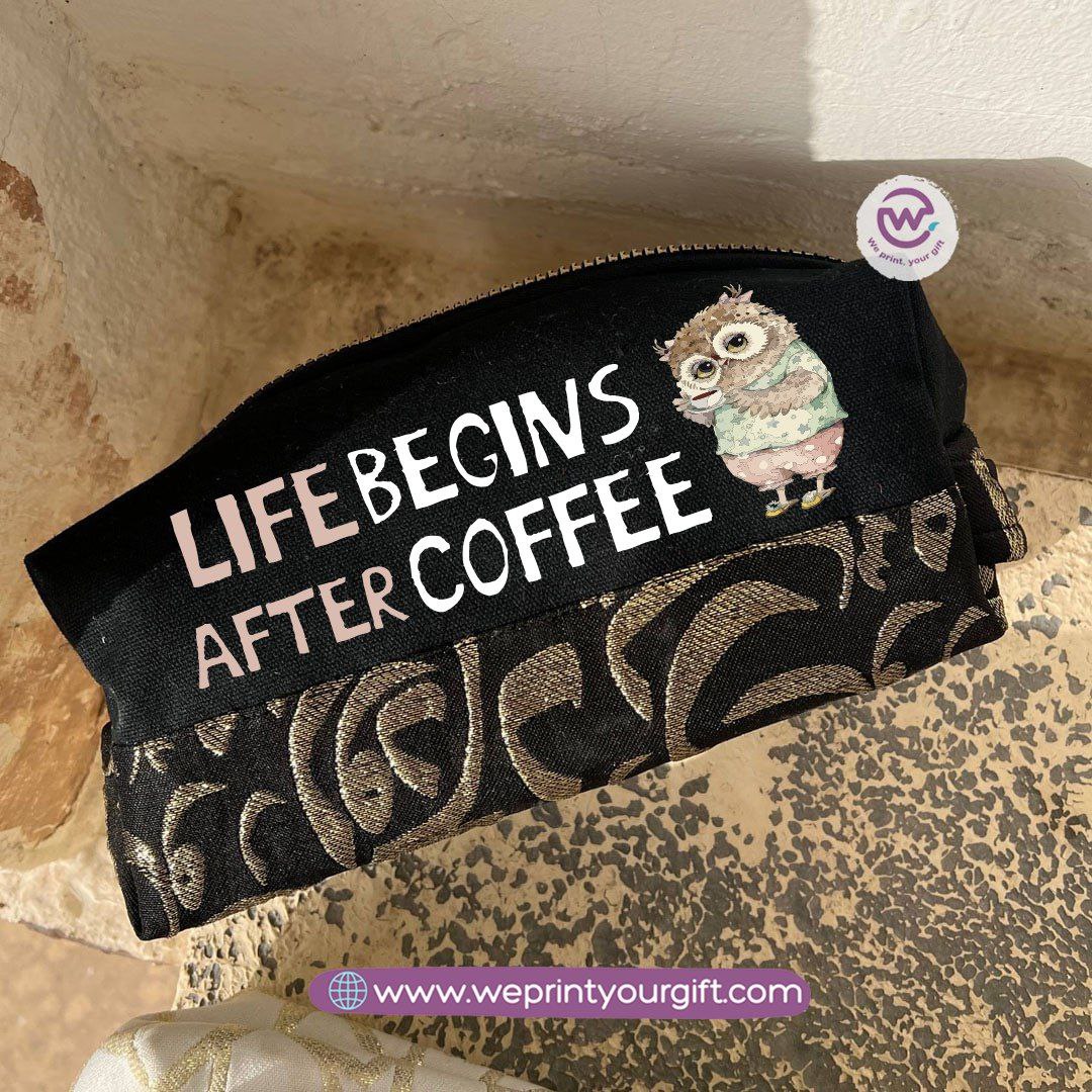 Islamic Pattern Cute Owl Boxy Pouch – Cotton Makeup & Pencil Case