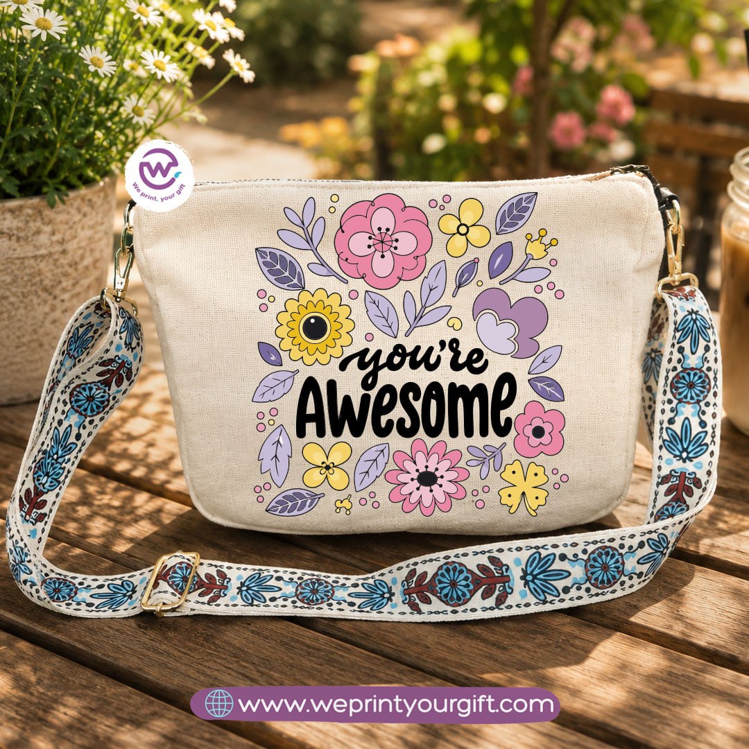 Encouraging Quote Shoulder Bags with Colorful Straps