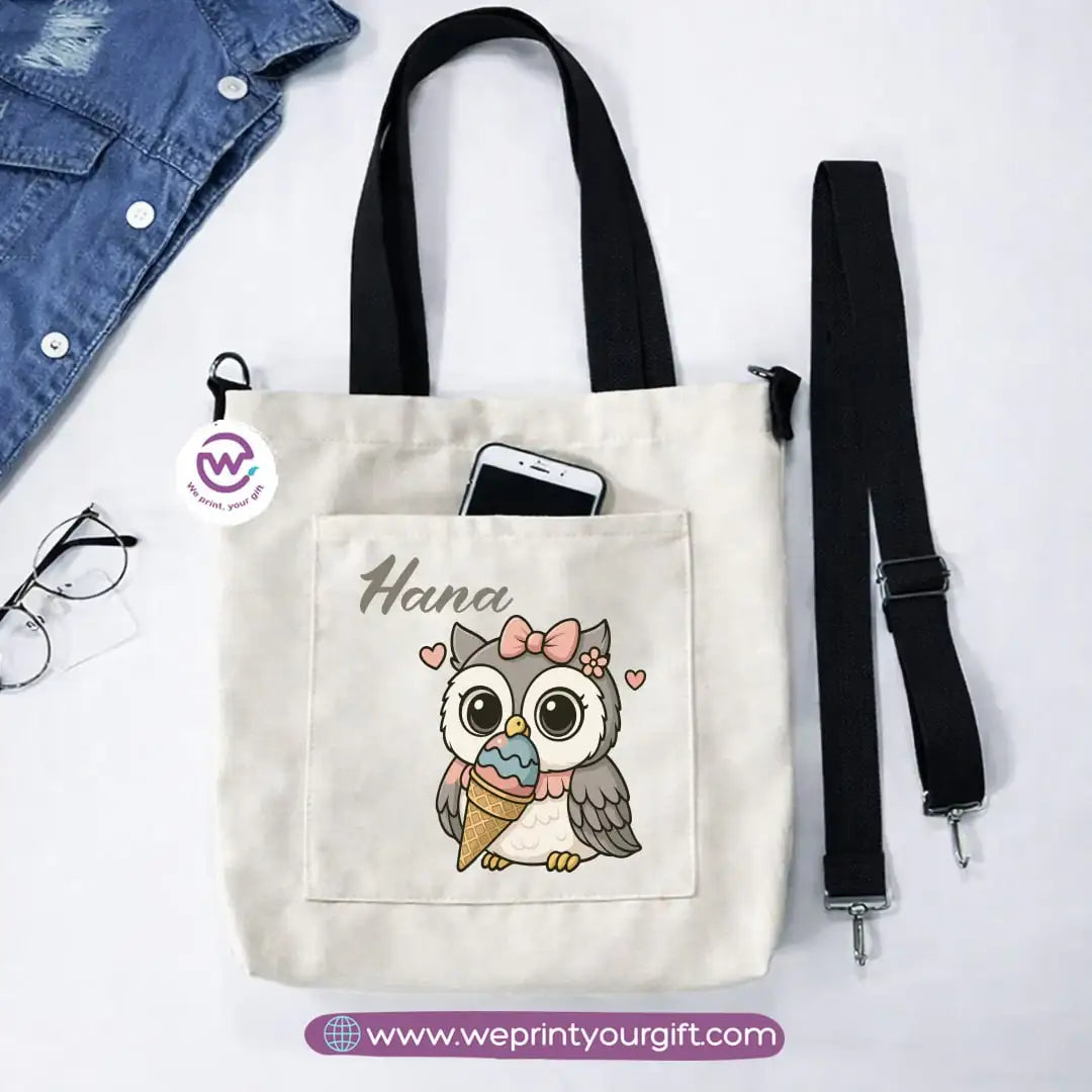 Canvas Tote Bag with Adjustable Shoulder Straps – 35 × 35 cm | Cute Owl Design - WE PRINT