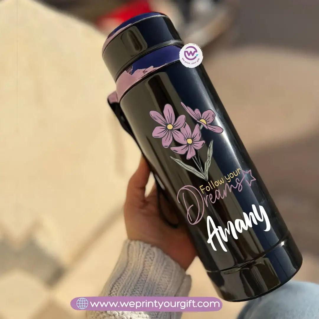 Thermal Bottle Stainless Steel with Infuser – 800ml | Floral Motivational Personalized Design - WE PRINT