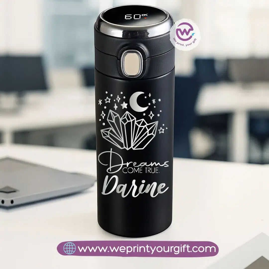 Stainless Steel Thermal Mug with Digital Temperature Display – 420ml | Motivational One Line Art (English Quotes) - WE PRINT