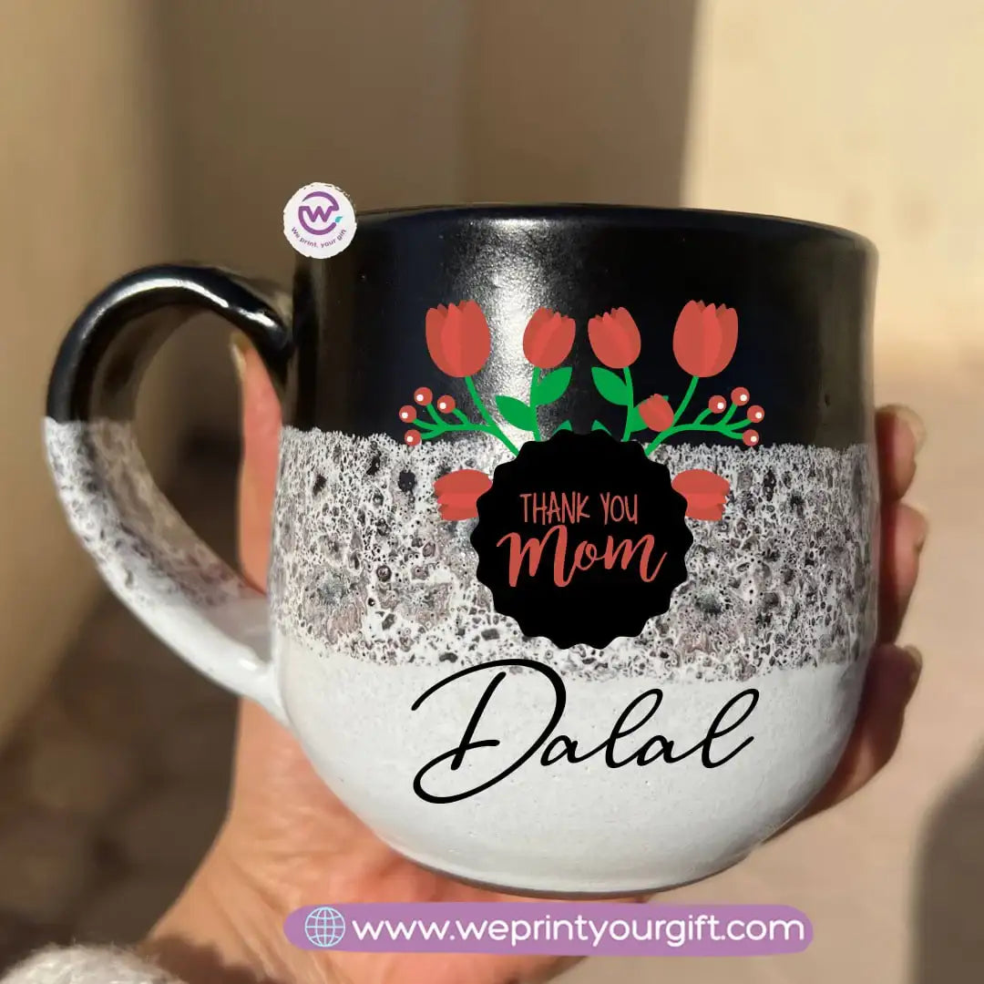 Black & White Handmade Pottery Mug – 350 ml | Mother’s Day Designs - WE PRINT