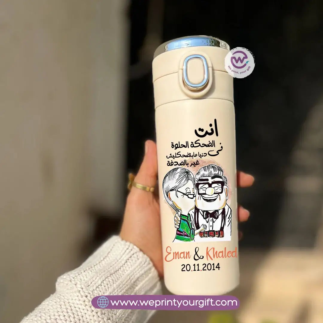 Stainless Steel Thermal Mug with Digital Temperature Display – 420ml- Valentine Cartoon Movie–Inspired Designs - WE PRINT