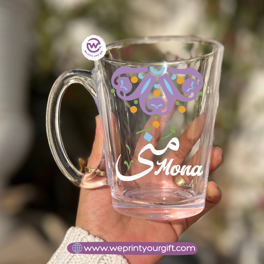 Boho Name Glass Tea Cup – 300 ml | Personalized Designs