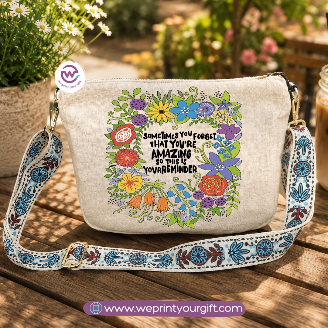 Encouraging Quote Shoulder Bags with Colorful Straps