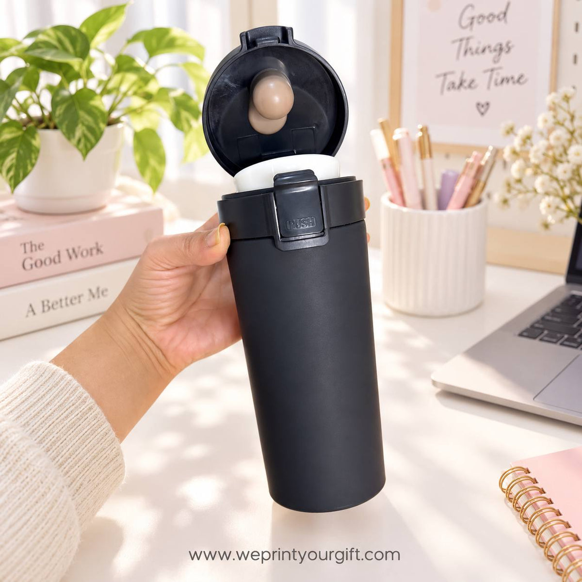Black Thermal Mug 500ml - Customization Options